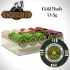 Gold Rush 13.5 Gram Clay Poker Chips in Acrylic Trays - 200 Ct.