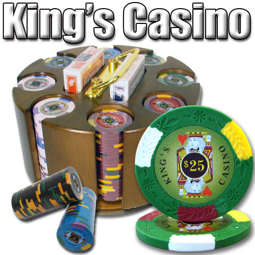  King's Casino 14 Gram Clay Poker Chips in Wood Carousel - 200 Ct.