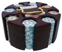 Monte Carlo 14 Gram Clay Poker Chips in Wood Carousel - 200 Ct.