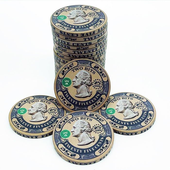 Dead Presidents Custom Ceramic Poker Chips - 25 cents brown