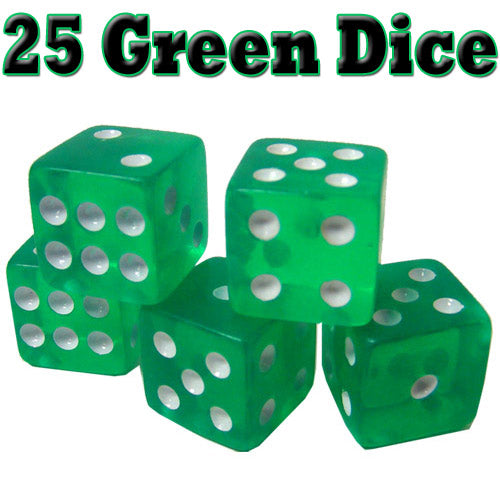 25 Green Dice - 16 mm
