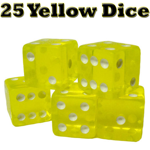 25 Yellow Dice - 16 mm