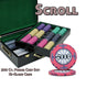 Scroll 10 Gram Ceramic Poker Chips in Wood Hi Gloss Case - 500 Ct.