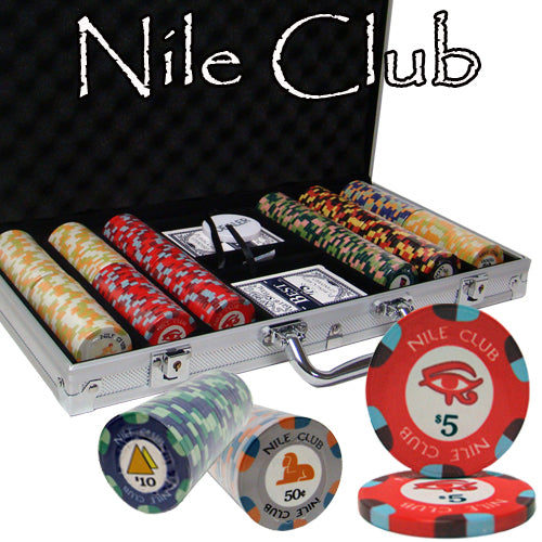 Nile Club 10 Gram Ceramic Poker Chips in Wood Walnut Case - 500 Ct