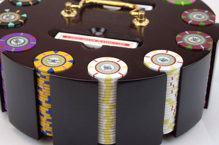 The Mint 13.5 Gram Clay Poker Chips in Wood Carousel - 300 Ct.