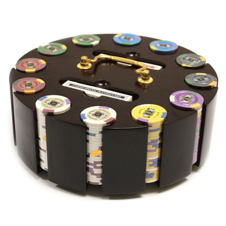 King&#039;s Casino 14 Gram Clay Poker Chips in Wood Carousel - 300 Ct.
