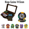 King&#039;s Casino 14 Gram Clay Poker Chips in Wood Walnut Case - 300 Ct.