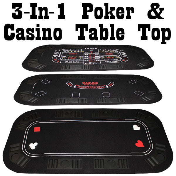 3-In-1 Poker &amp; Casino Folding Table Top