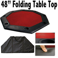48&quot; Red Felt Octagon Folding Table Top w/ Padded Rail