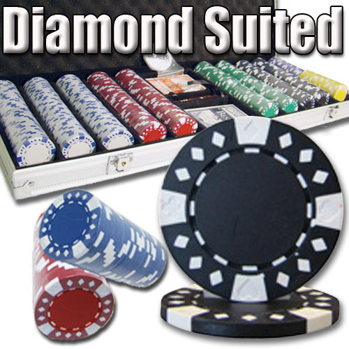 Diamond Suited 12.5 Gram ABS Poker Chips in Standard Aluminum Case - 500 Ct.