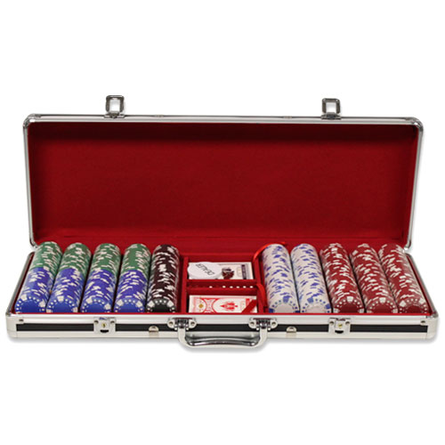 Diamond Suited 12.5 Gram ABS Poker Chips in Black Aluminum Case - 500 Ct.
