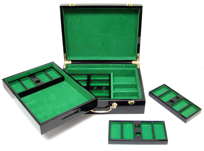 500 Capacity Hi-Gloss Wooden Poker Chip Case