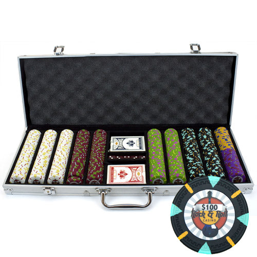 Rock &amp; Roll 13.5 Gram Clay Poker Chips in Standard Aluminum Case - 500 Ct.