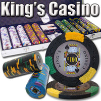 King&#039;s Casino 14 Gram Clay Poker Chips in Standard Aluminum Case - 500 Ct.