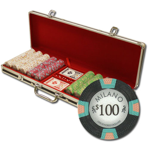 Milano 10 Gram Clay Poker Chips in Black Aluminum Case - 500 Ct.