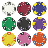 Ace King Suited 14 Gram Clay Poker Chips in Black Aluminum Case - 500 Ct.