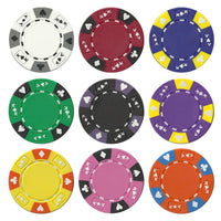 Ace King Suited 14 Gram Clay Poker Chips in Wood Hi Gloss Case - 500 Ct.