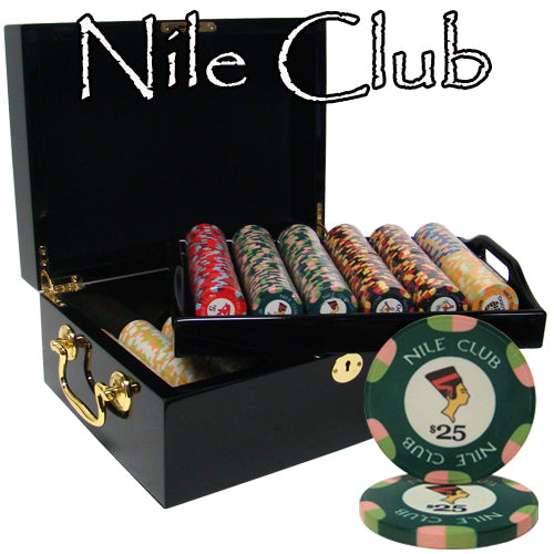 Nile Club 10 Gram Ceramic Poker Chips in Wood Black Mahogany Case - 500 Ct.