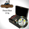 Desert Heat 13.5 Gram Clay Poker Chips in Wood Black Mahogany Case - 500 Ct.
