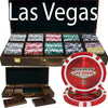  Las Vegas 14 Gram Clay Poker Chips in Wood Walnut Case - 500 Ct.