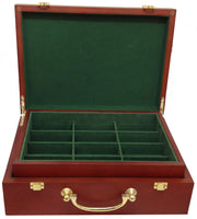 Interior View -  500 Capacity Custom Printed Mahogany Wood Poker Case