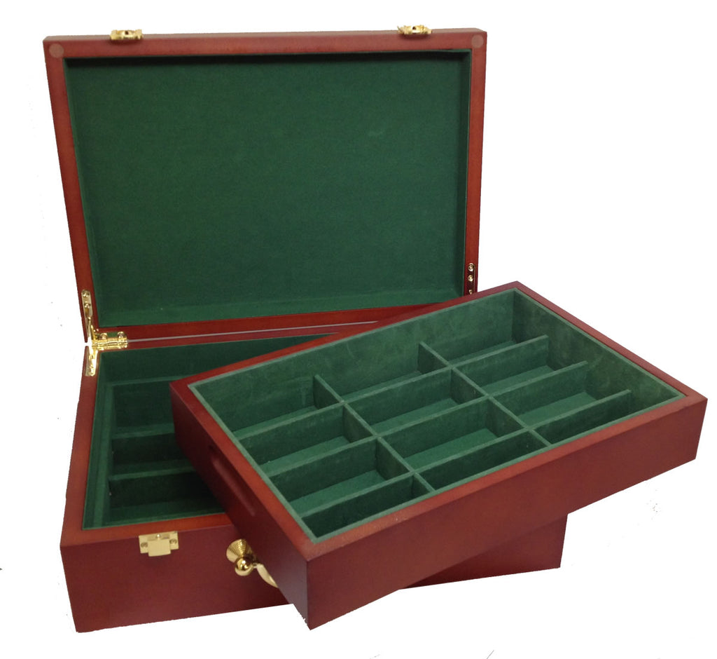 Premium 500 Capacity Mahogany Wooden Poker Chip Case