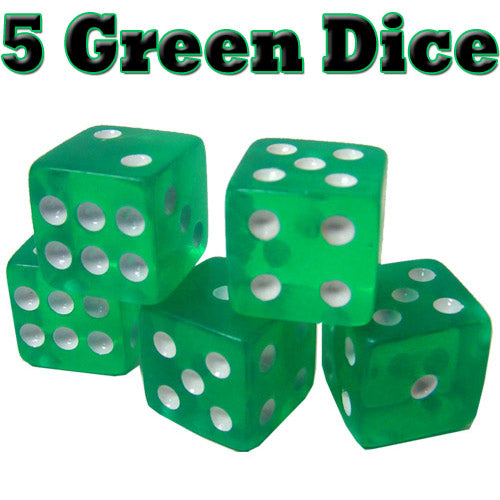 5 Green Dice - 16 mm