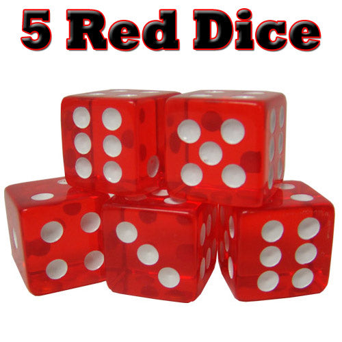 5 Red Dice - 16 mm