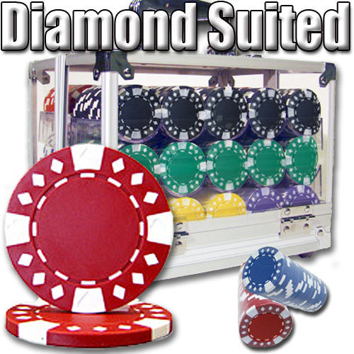 Diamond Suited 12.5 Gram ABS Poker Chips in Acrylic Carrier - 600 Ct.