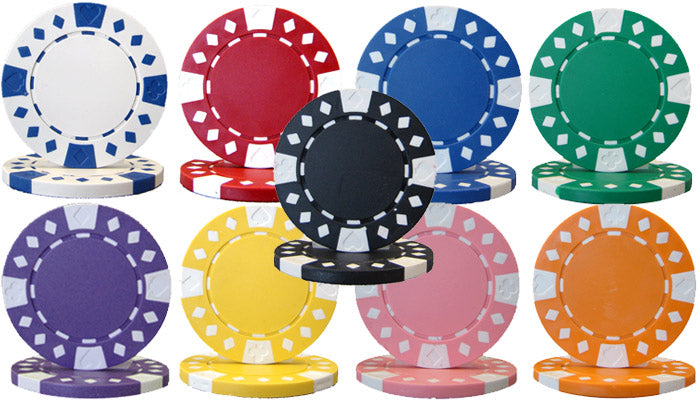 Diamond Suited 12.5 Gram ABS Poker Chips in Acrylic Carrier - 600 Ct.