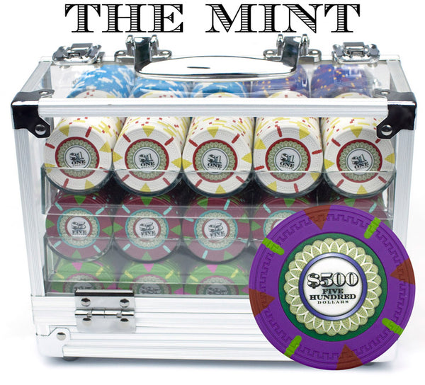 The Mint 13.5 Gram Clay Poker Chips in Acrylic Carrier - 600 Ct.