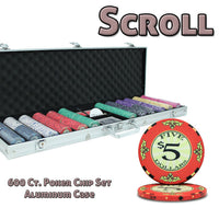Scroll 10 Gram Ceramic Poker Chips in Aluminum Case - 600 Ct.