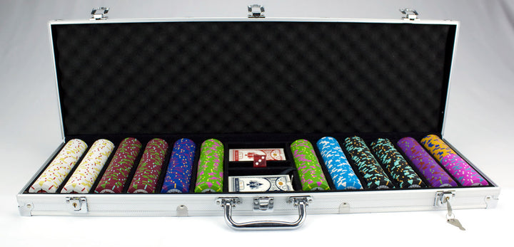 Rock &amp; Roll 13.5 Gram Clay Poker Chips in Aluminum Case - 600 Ct.