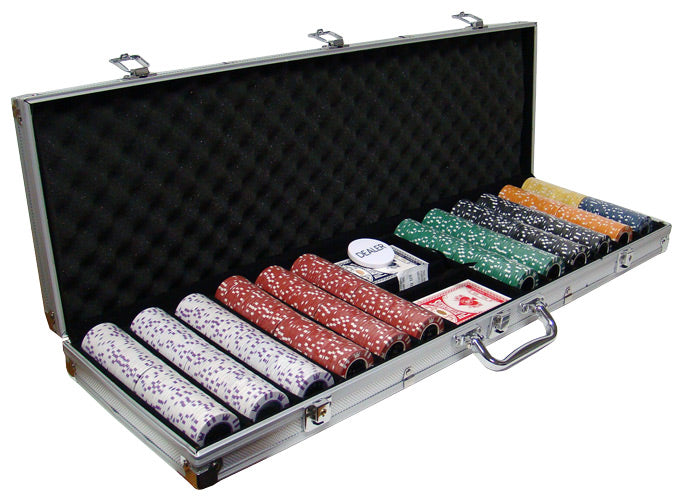 Coin Inlay 15 Gram Clay Poker Chips in Aluminum Case - 600 Ct.