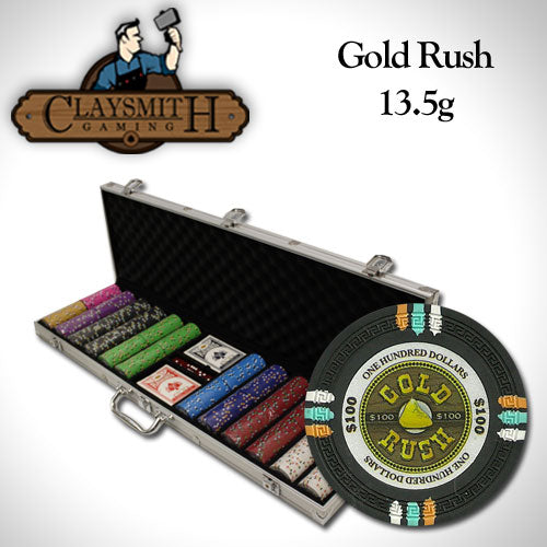 Gold Rush 13.5 Gram Clay Poker Chips in Aluminum Case - 600 Ct.