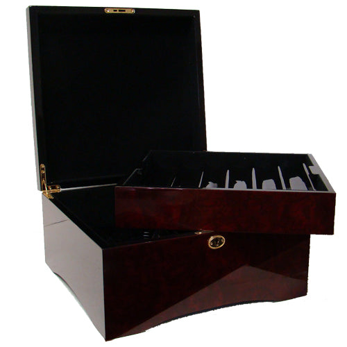 Gold Rush 13.5 Gram Clay Poker Chips in Wood Mahogany Case - 750 Ct.