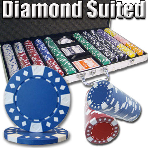 Diamond Suited 12.5 Gram ABS Poker Chips in Aluminum Case - 750 Ct.