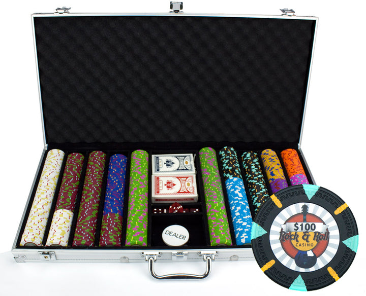 Rock &amp; Roll 13.5 Gram Clay Poker Chips in Aluminum Case - 750 Ct.