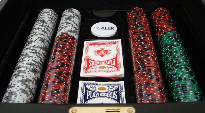 Custom Printed Mahogany Wood Poker Chip Set with 14 Gram Clay Ace King &  Suits Poker Chips - 200 Chips