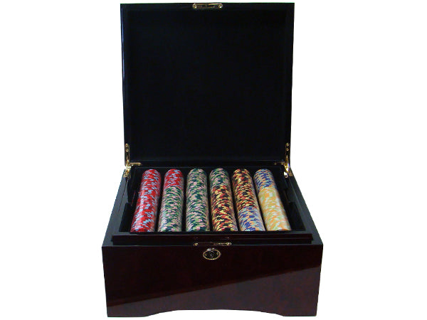Nile Club 10 Gram Ceramic Poker Chips in Wood Mahogany Case - 750 Ct.