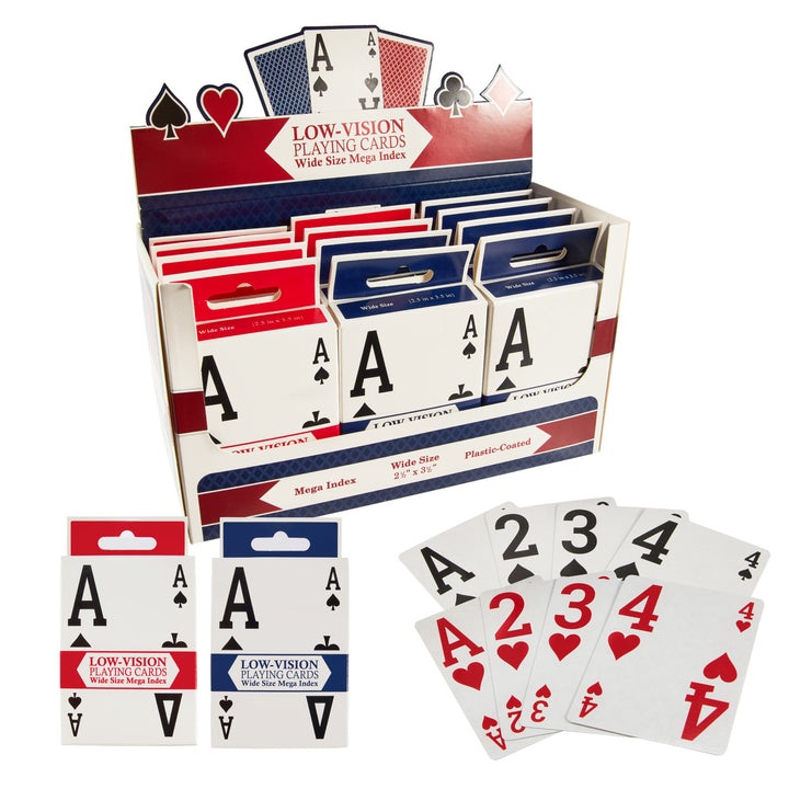 Low-Vision Mega Index Playing Cards, 12 Decks (Red/Blue Mixed)
