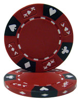 Ace King Suited 14 Gram Clay Poker Chips in Wood Black Mahogany Case - 500 Ct.