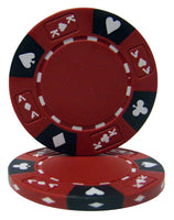 Ace King Suited 14 Gram Clay Poker Chips in Wood Walnut Case - 500 Ct.