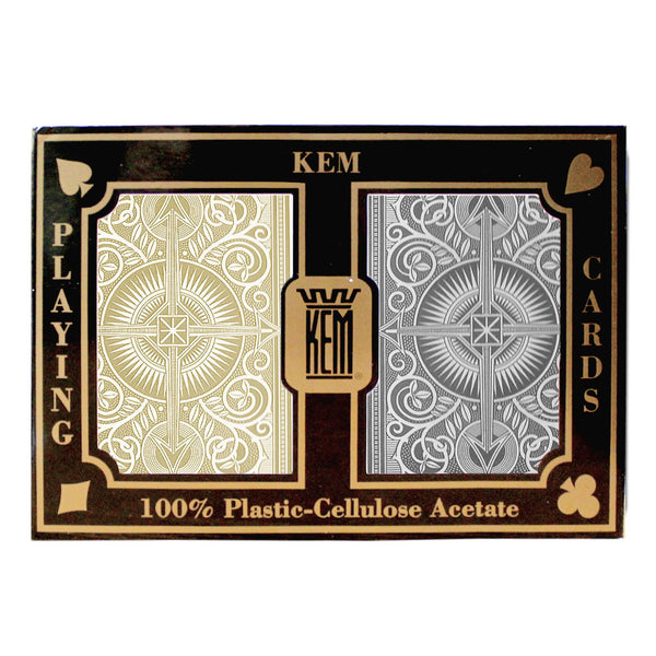 Kem Arrow Black Gold Narrow Size Jumbo Index Double Deck Set