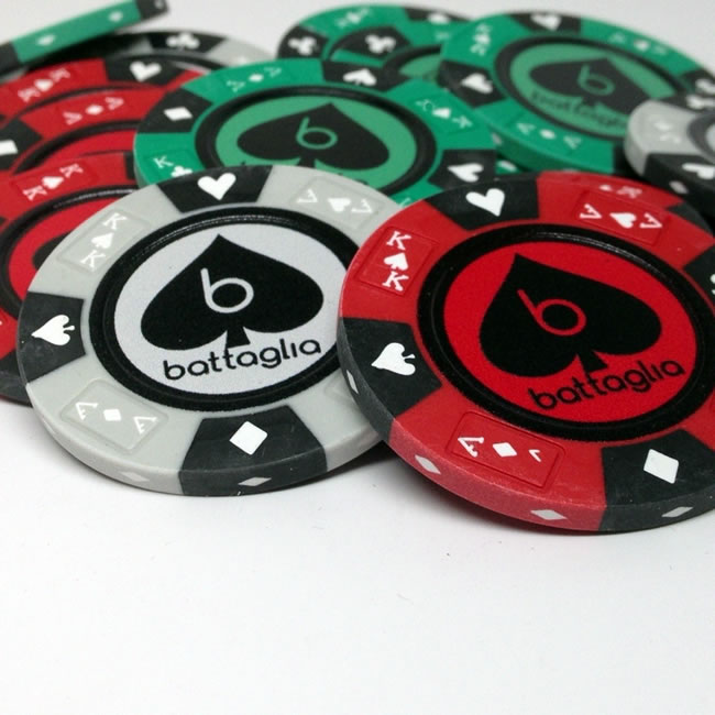 Custom Printed Acrylic Poker Chip Set with 14 Gram Clay Ace King & Suits Poker Chips - 1000 Chips