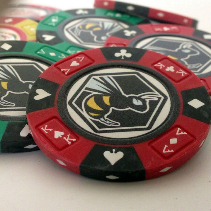 Custom Printed Mahogany Wood Poker Chip Set with 14 Gram Clay Ace King &  Suits Poker Chips - 200 Chips