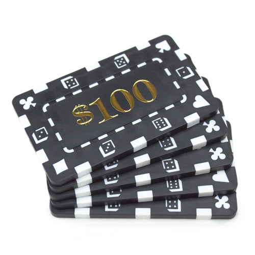 Rectangular $100 Black Poker Plaques - Qty 5