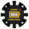 Merry Christmas Slot Machine Giant Poker Chip Christmas Ornament - Black