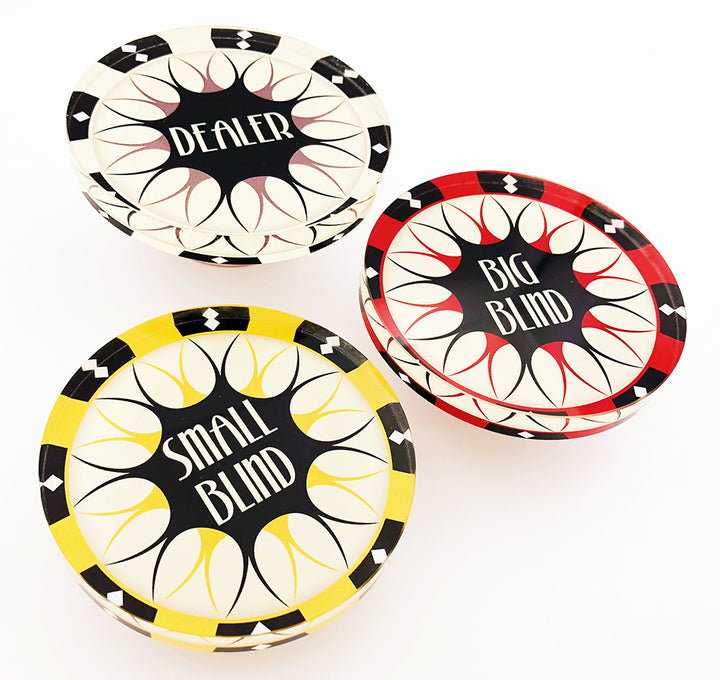 Custom Crystal Glass Poker Dealer Buttons & Coasters - Blind Buttons