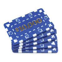 Rectangular $10000 Blue Poker Plaques - Qty 5